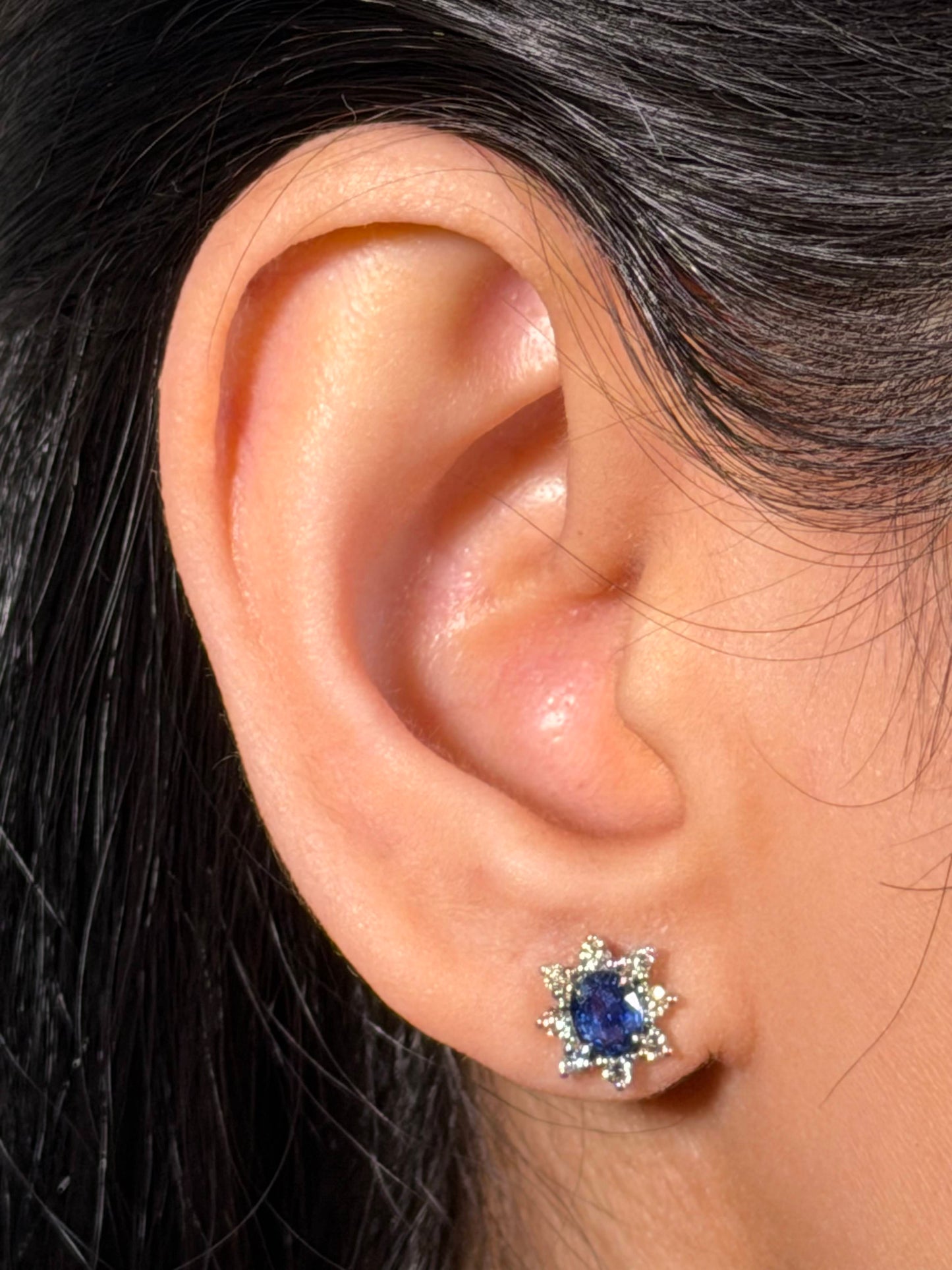 5x4 Sapphire & 0.28 Carat Diamond Earrings in 9 Carat White Gold