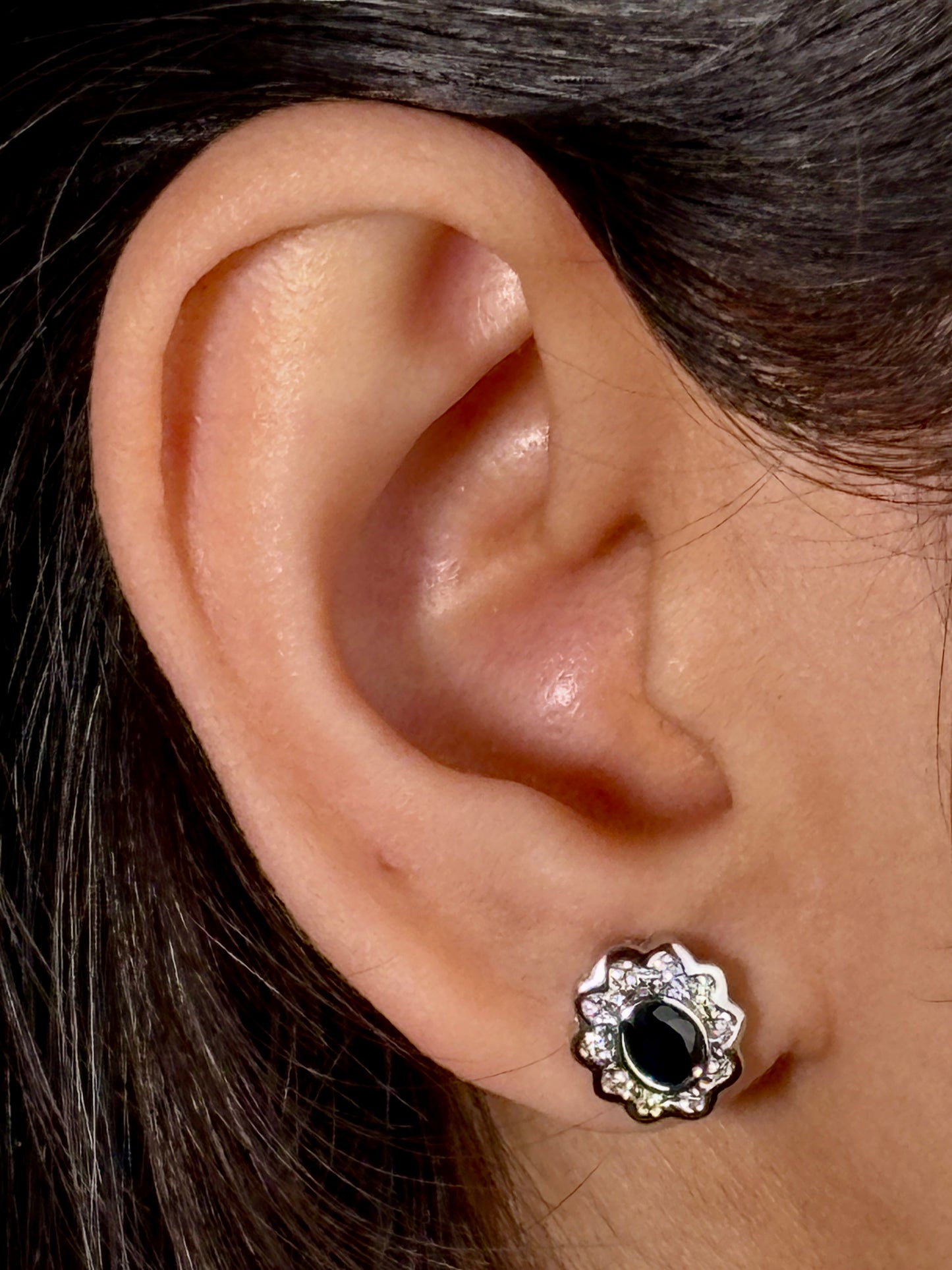 4X5mm Sapphire & 0.24 Carat Diamond Earrings in 9 Carat White Gold