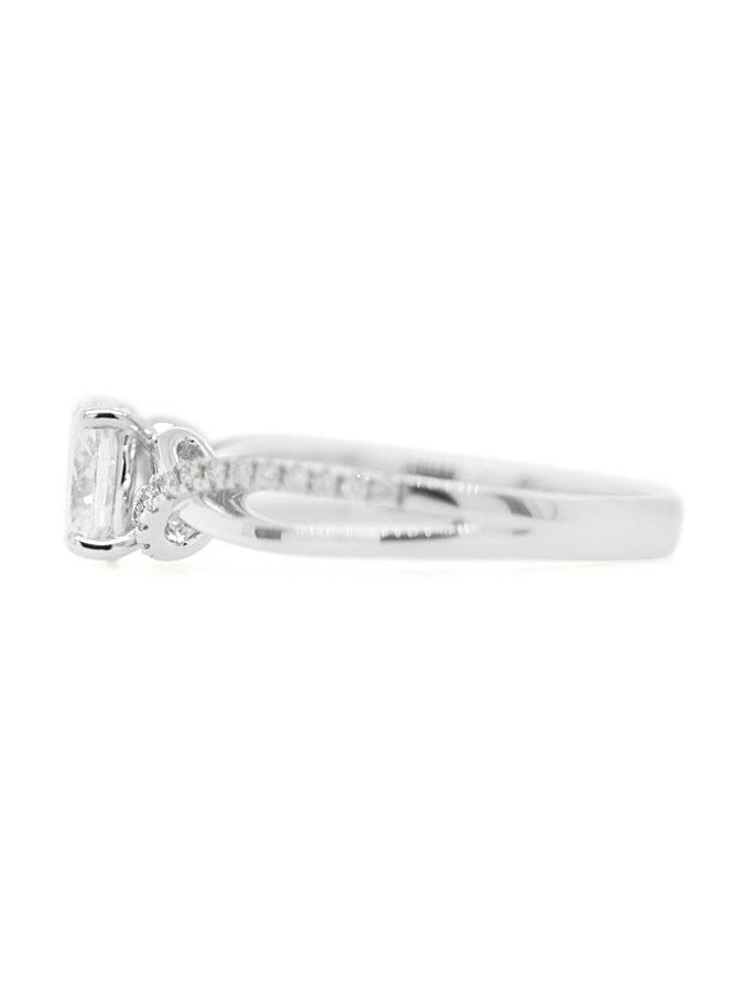 Oval Diamond Set Ring, 18k White Gold