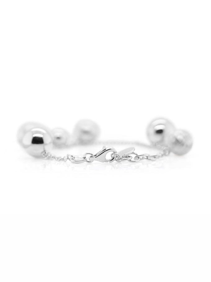 Alternating Ball Bracelet, Sterling Silver, 17-19cm