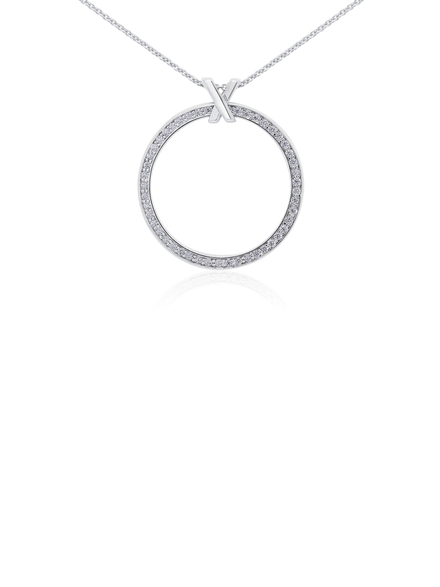 Cubiz Zirconia Set Circular Pendant, Silver