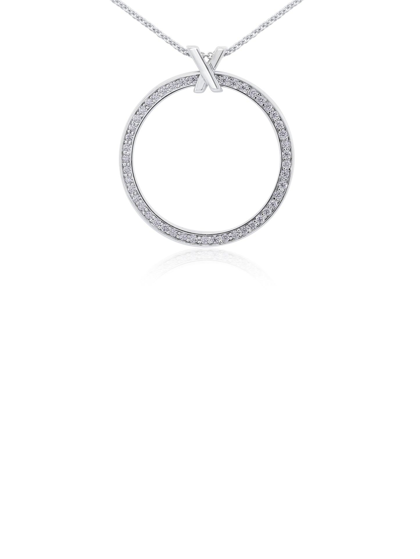 Cubiz Zirconia Set Circular Pendant, Silver