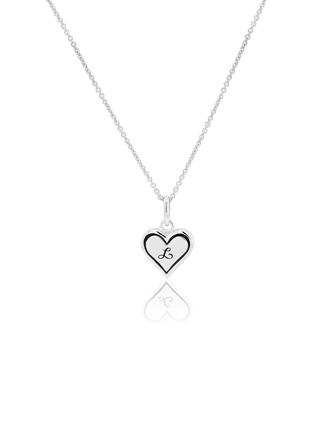 Heart Initial Necklace Sterling Silver, 42-45cm Adjustable Chain