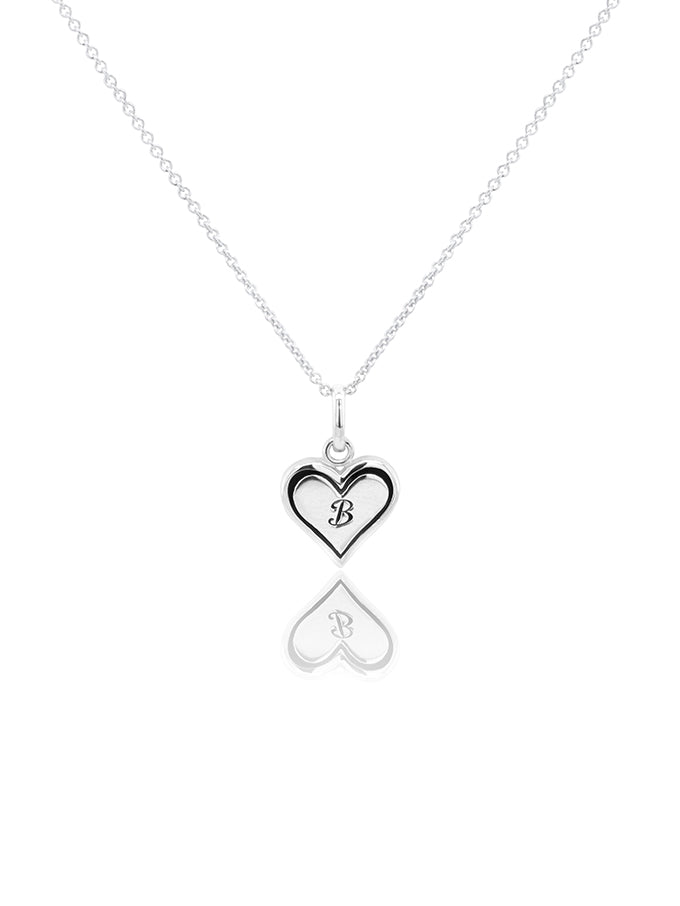 Heart Initial Necklace Sterling Silver, 42-45cm Adjustable Chain