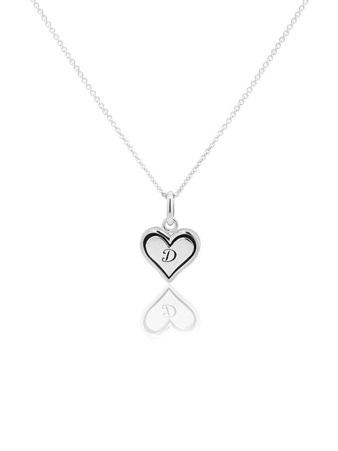 Heart Initial Necklace Sterling Silver, 42-45cm Adjustable Chain