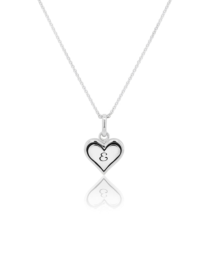 Heart Initial Necklace Sterling Silver, 42-45cm Adjustable Chain
