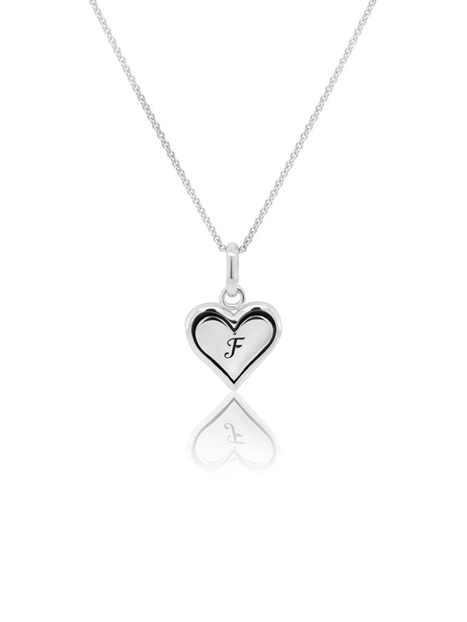 Heart Initial Necklace Sterling Silver, 42-45cm Adjustable Chain
