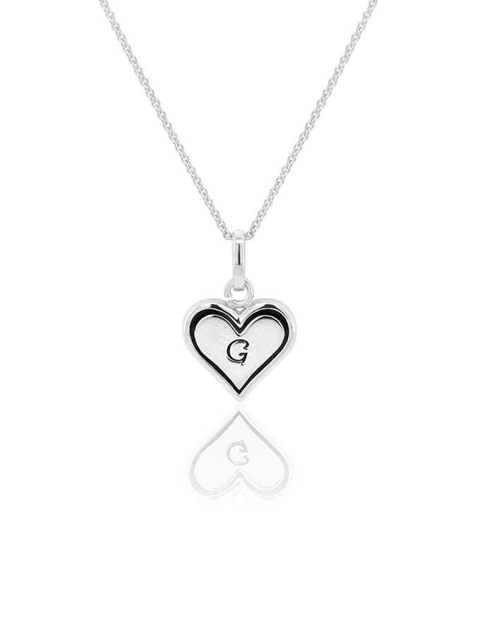 Heart Initial Necklace Sterling Silver, 42-45cm Adjustable Chain