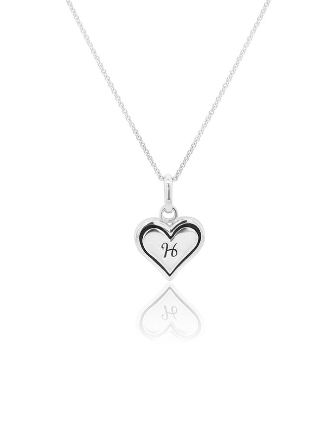 Heart Initial Necklace Sterling Silver, 42-45cm Adjustable Chain