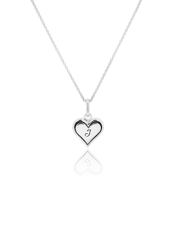 Heart Initial Necklace Sterling Silver, 42-45cm Adjustable Chain