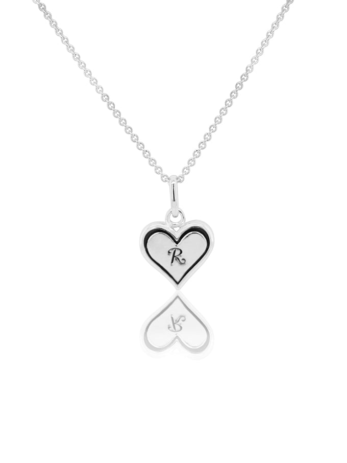 Heart Initial Necklace Sterling Silver, 42-45cm Adjustable Chain