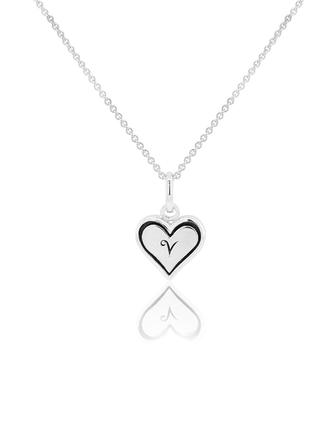 Heart Initial Necklace Sterling Silver, 42-45cm Adjustable Chain