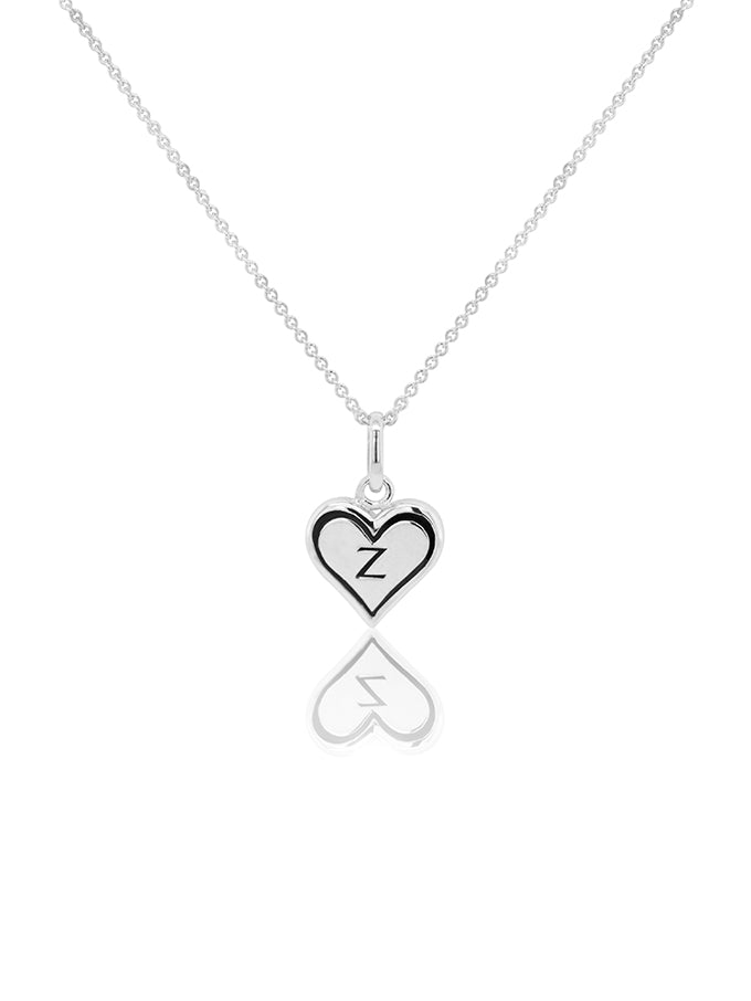 Heart Initial Necklace Sterling Silver, 42-45cm Adjustable Chain