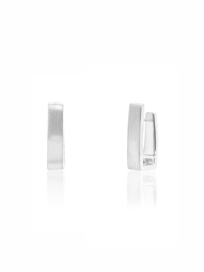 Huggie Earring Rectangular, Sterling Silver