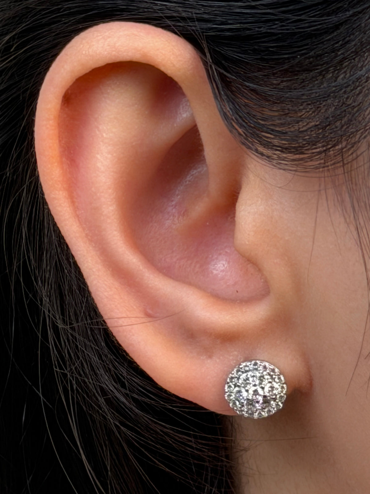 Cubic Zirconia Cluster Stud, Silver