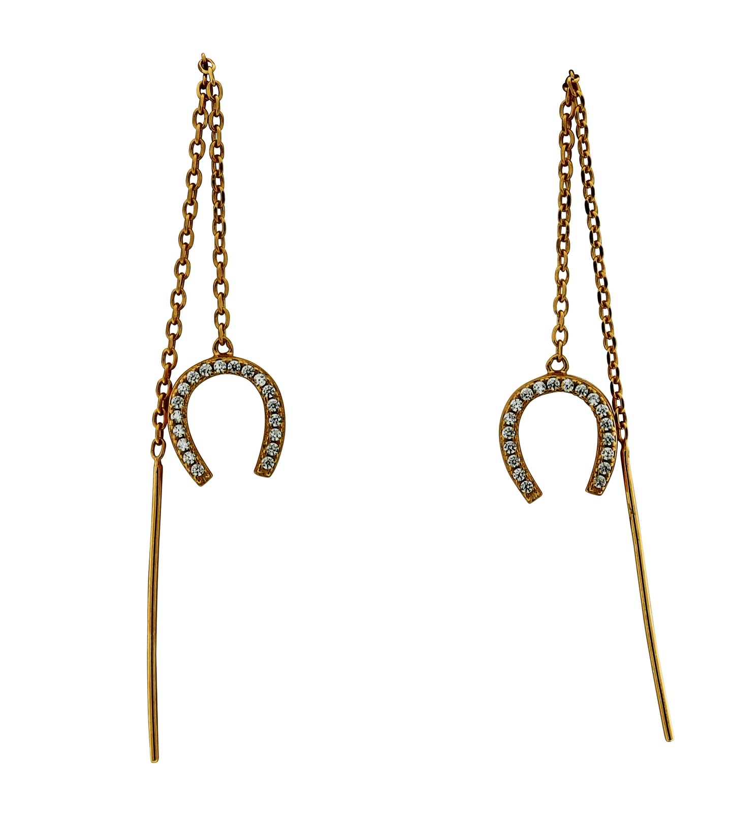 Lucky Horseshoe Threads CZ Set, Rose Gold Plated.