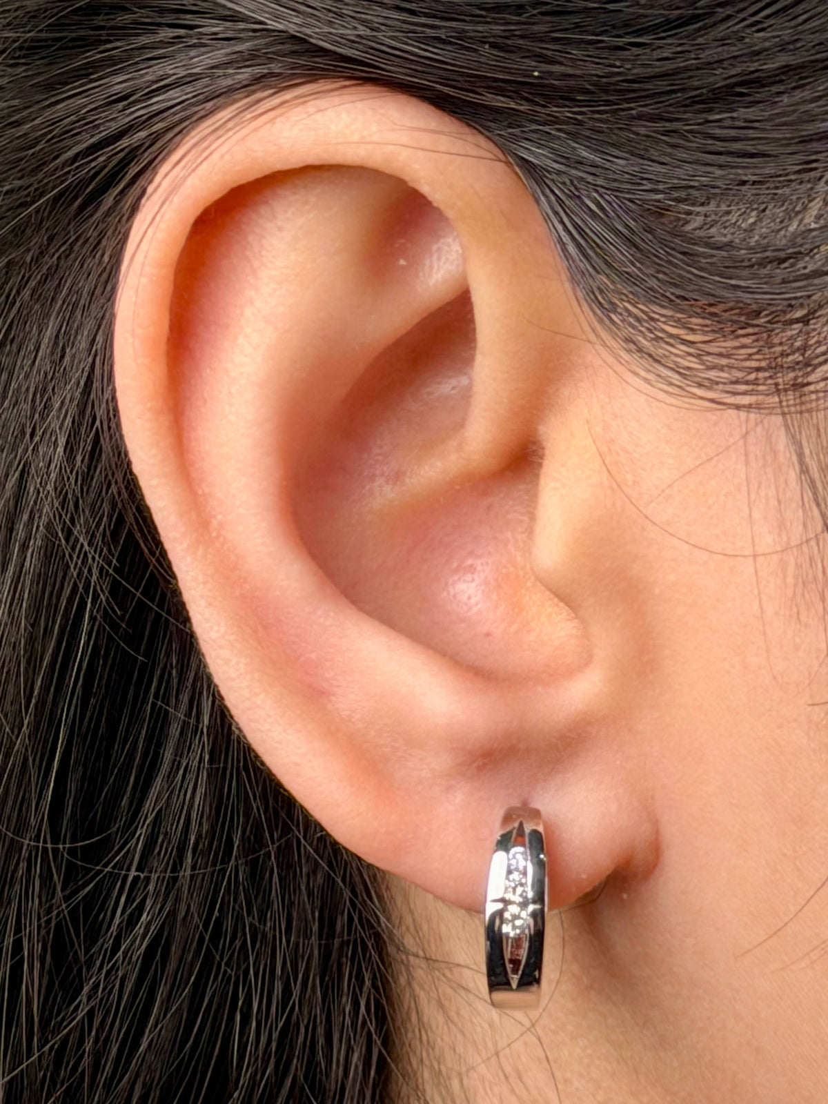Lab Grown Diamond Huggie Earrings, Sterling Silver