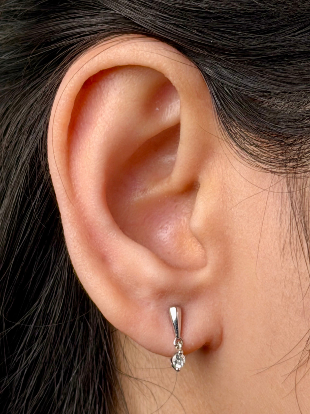 Lab Grown Diamond Stud Drop Earrings, Sterling Silver