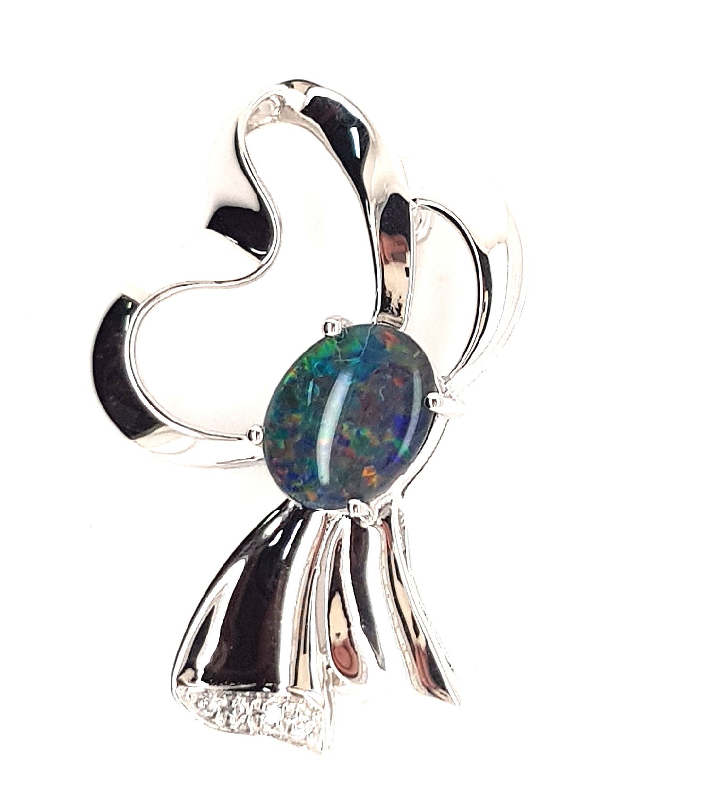 Opal Triplet Brooch ss oval claw set