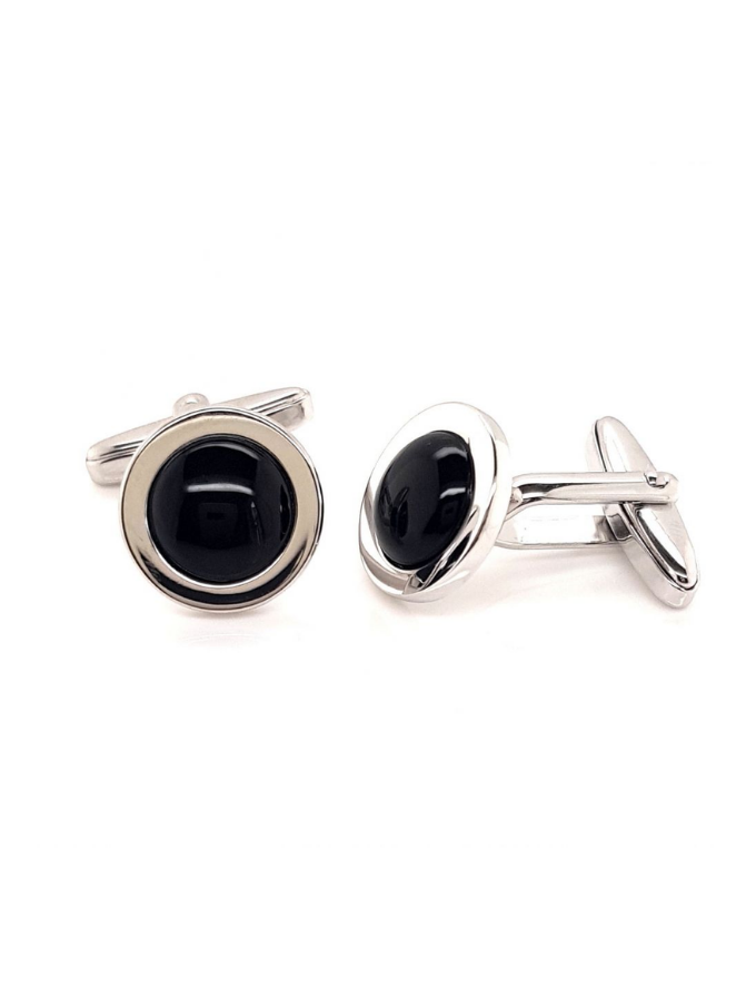 Onyx Sterling Silver Cuff Links 14mm.