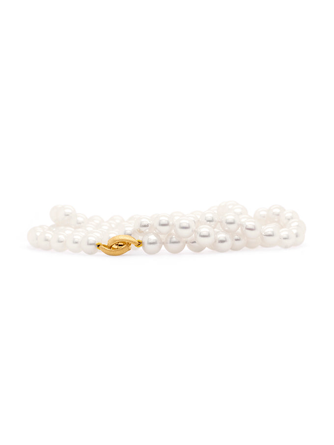 7-7.5mm Akoya Baroque Knotted Pearl 68cm Necklet, Gold Plated Clasp