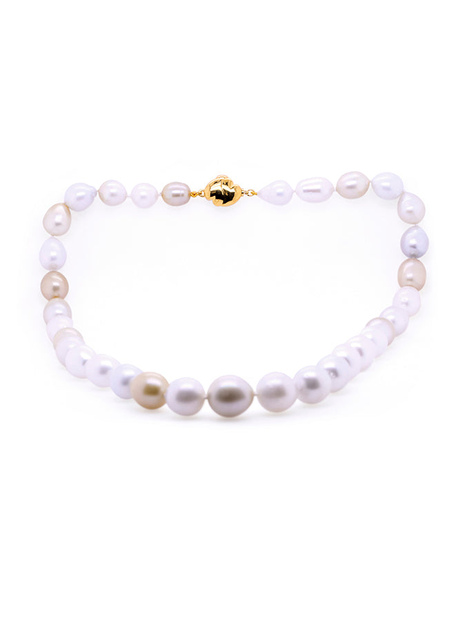 South Sea Graduated Pearl Strand Multi Coloured with GP Clasp. 45cm.