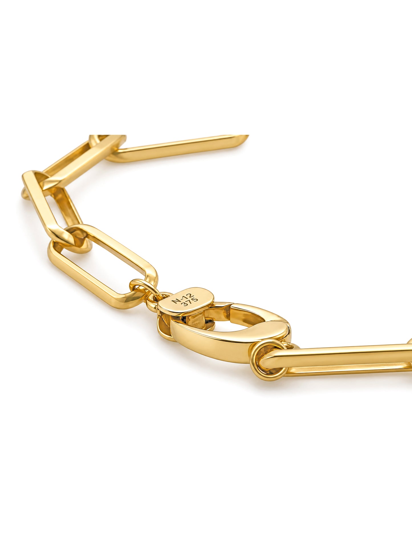 Rectangle Open Link Chain Bracelet in 9 Carat Yellow Gold 19.5cm