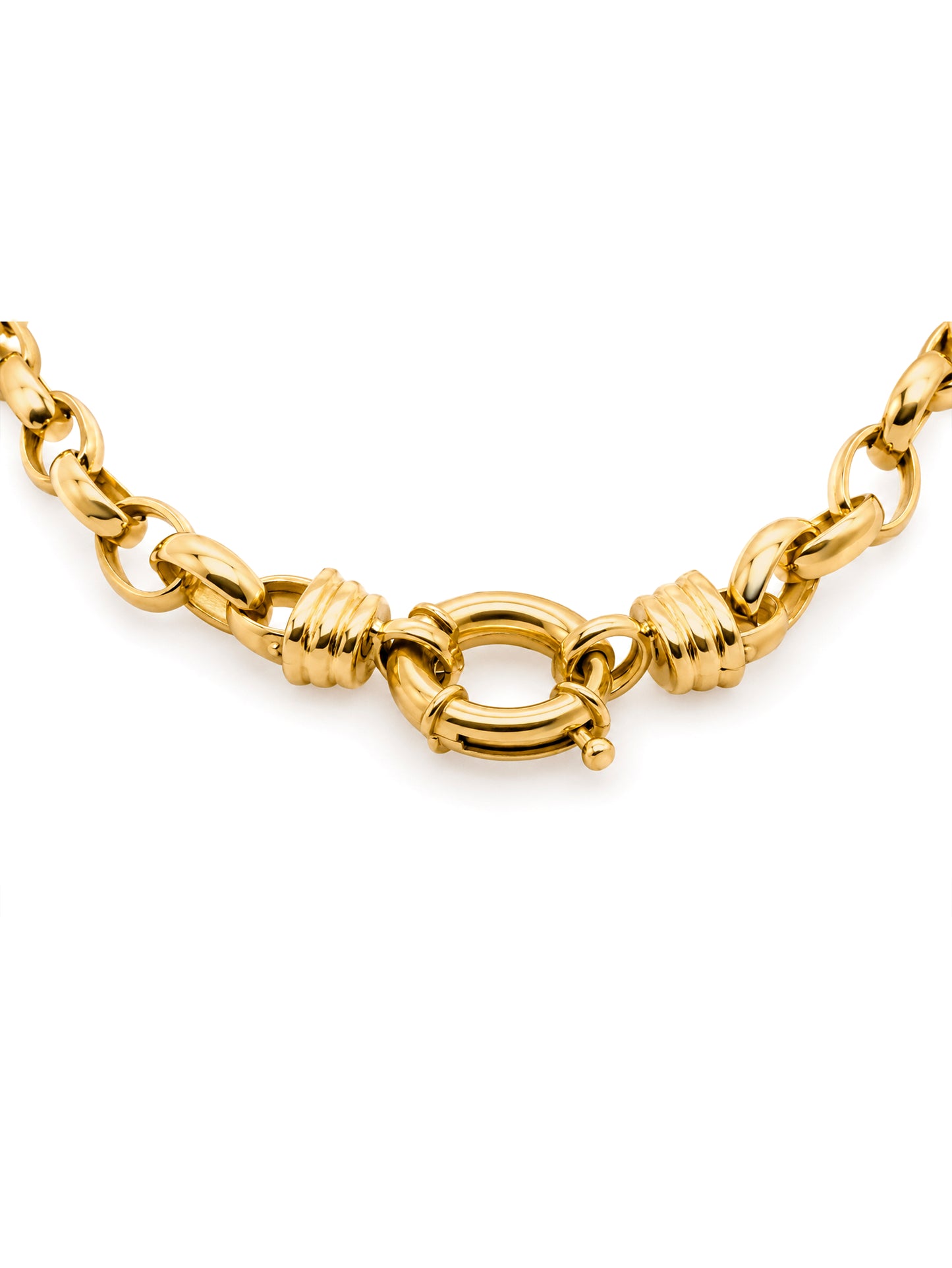 19cm Solid Oval Plain Belcher Bracelet in 9 Carat Yellow Gold