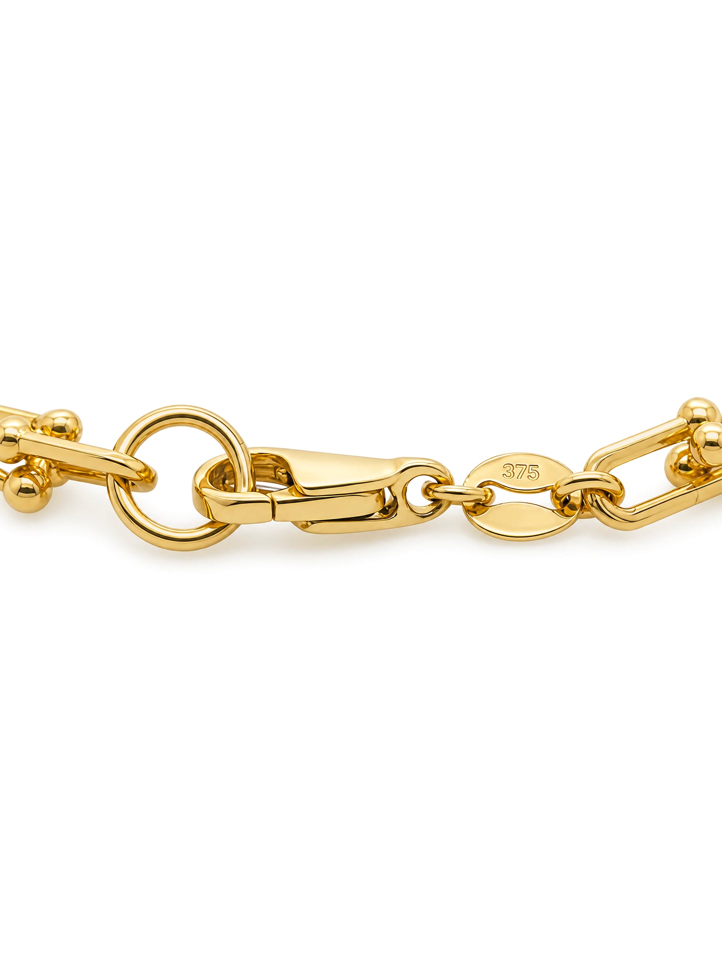 Fancy Link Bracelet, 9K Yellow Gold