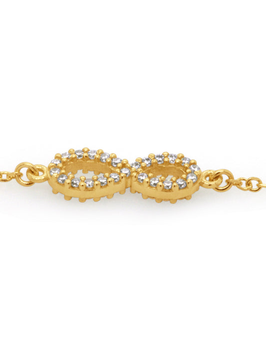 Infinity Bracelet Cubic Zirconia Set 9K Yellow Gold 18cm