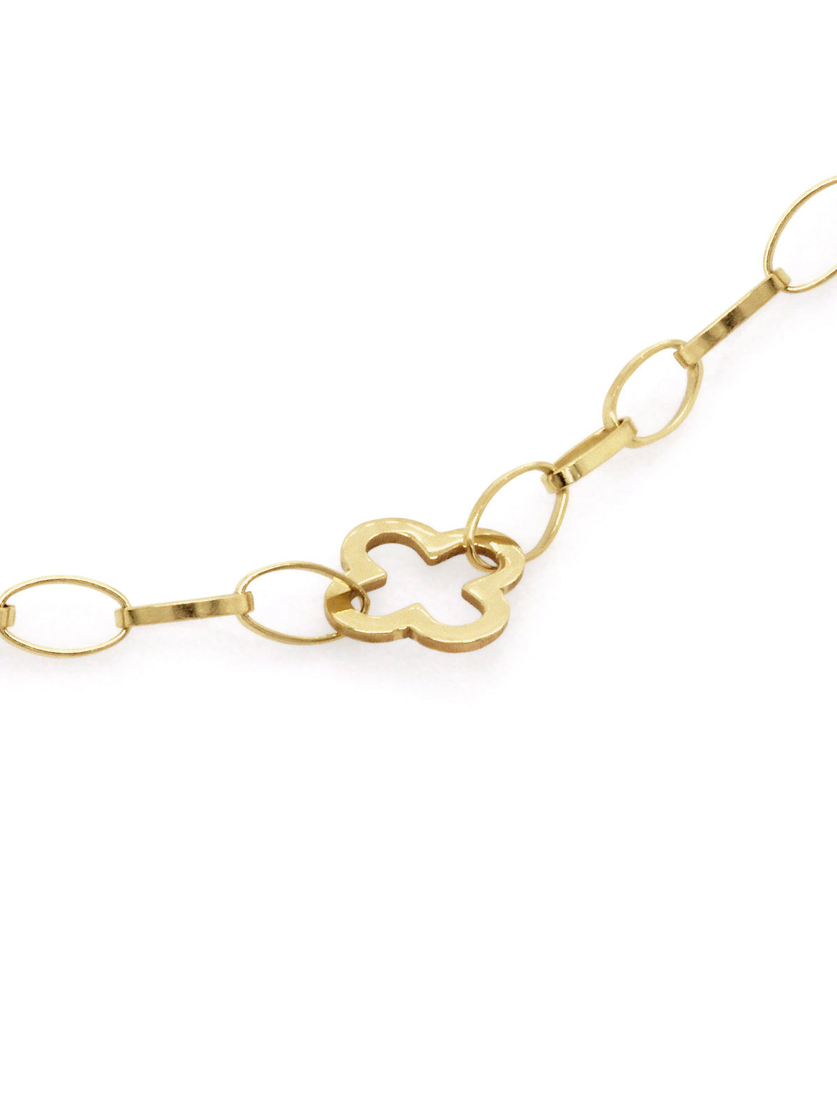 Open Clover Link Bracelet, 9 Carat Yellow Gold, 18cm