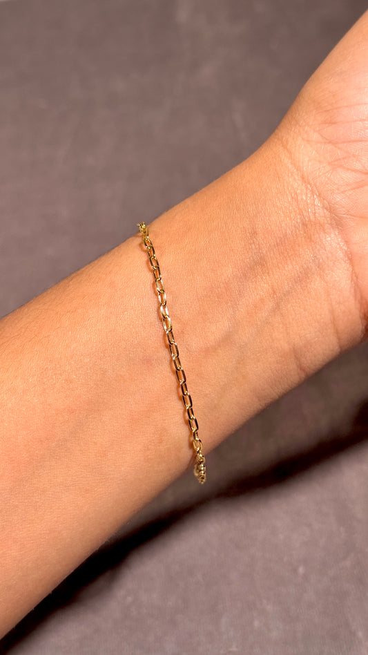 2.3mm Elongated Trace Bracelet, 9K Yellow Gold