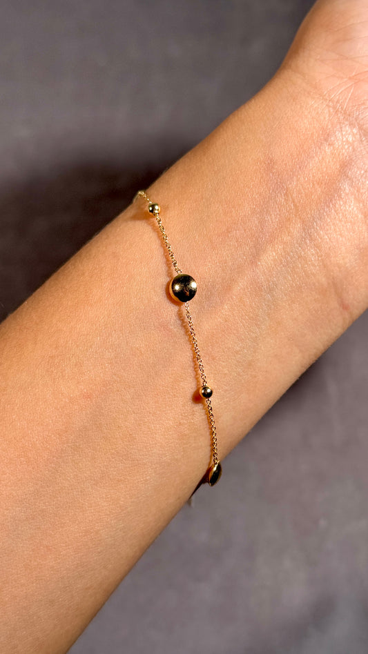 Ball & Disc Trace Bracelet, 9K Yellow Gold