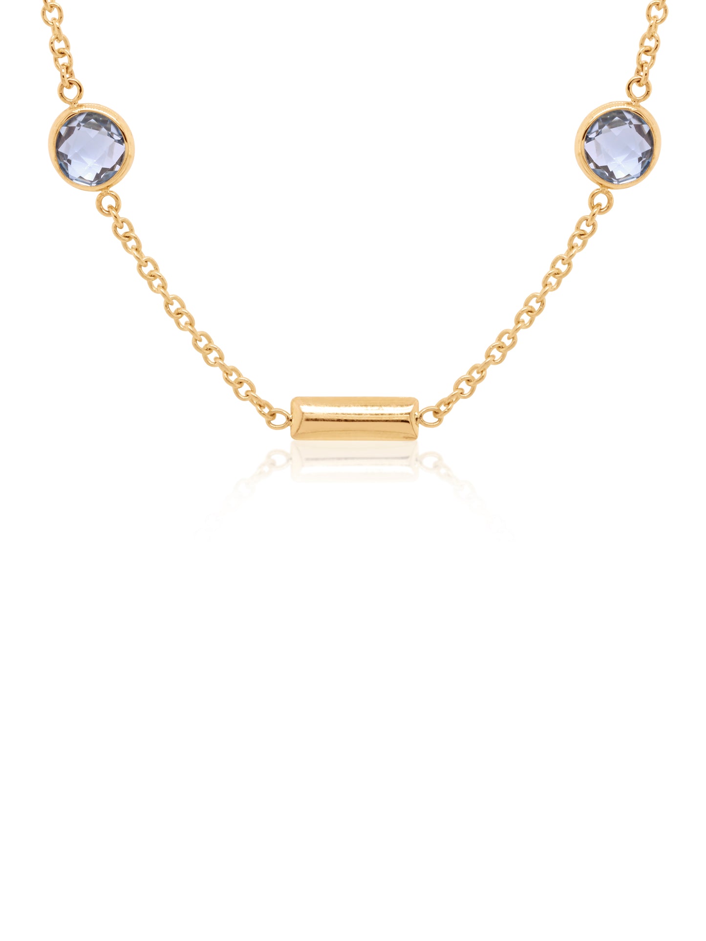 Blue Topaz necklace Yellow Gold, 45cm.