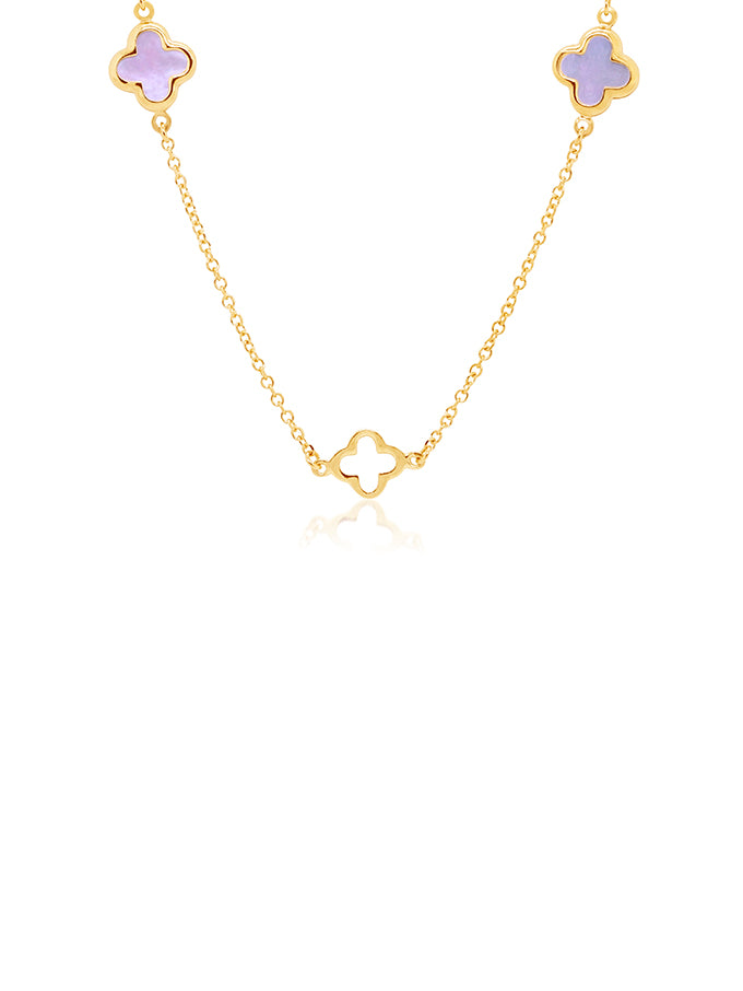 5 Clover MOP Necklet in 9 Carat Yellow Gold
