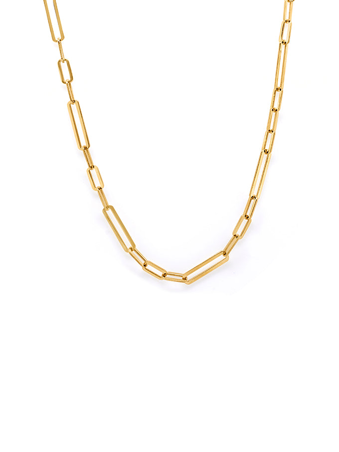 Paperclip Necklet 3:1, 9 Carat Yellow Gold, 45cm.