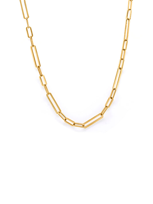 Paperclip Necklet 3:1, 9 Carat Yellow Gold, 45cm.