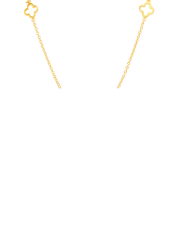 Lapis Lazuli Clover & Gold Necklet in 9K Yellow Gold (3 clover 45cm)