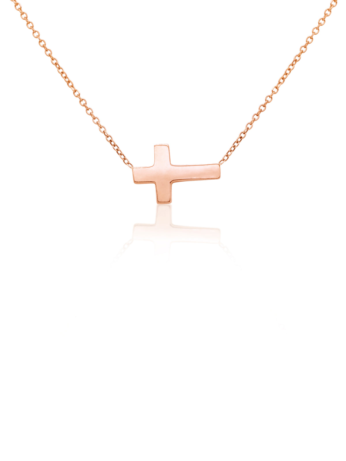 9 Carat Rose Gold Side Ways Cross Necklace