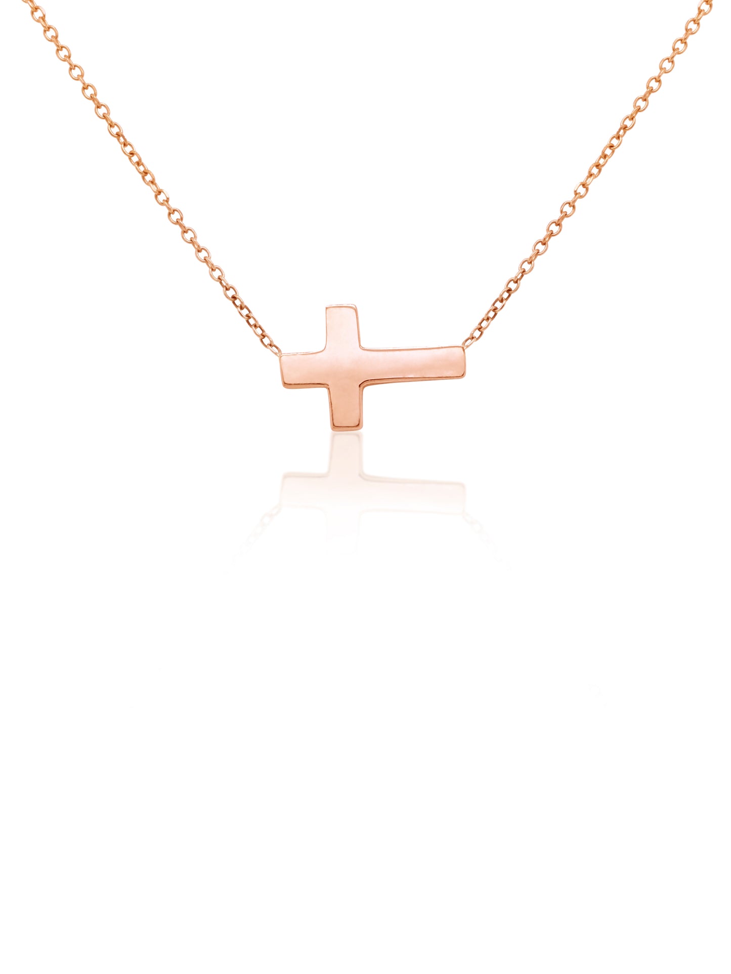 9 Carat Rose Gold Side Ways Cross Necklace