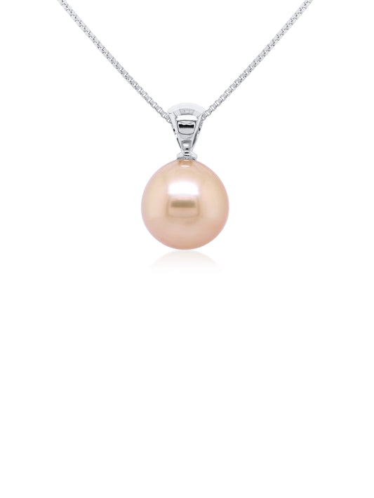 Gold South Sea Pearl drop pendant. 9K White Gold, 13mm.