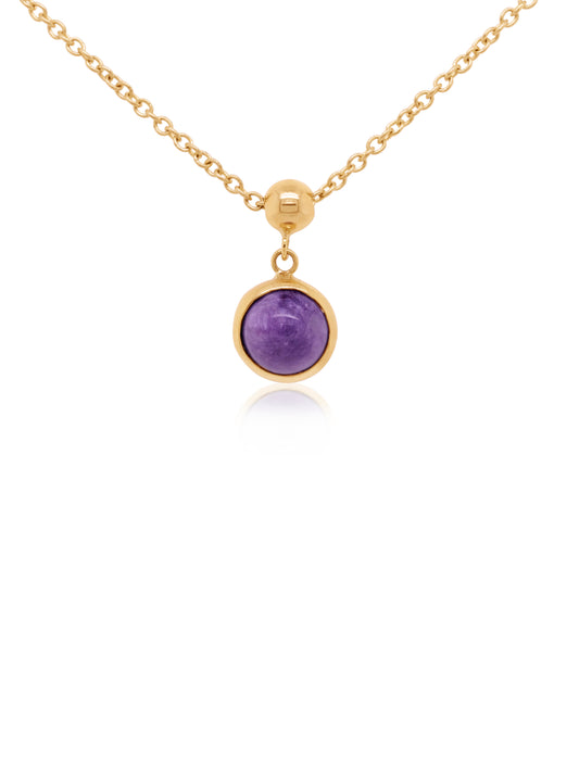 Charoite Stone pendant, 9K Yellow Gold