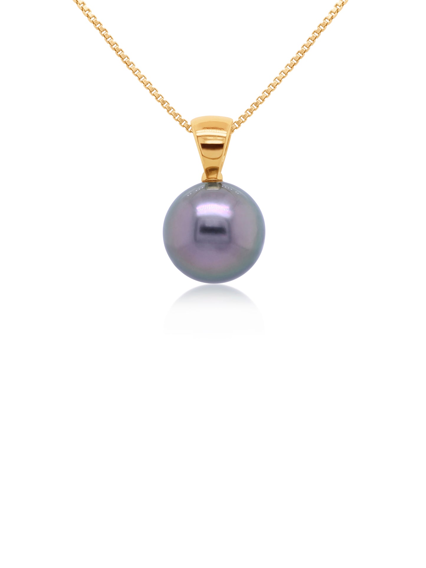 Tahitian Pearl Pendant, 9K Yellow Gold, 11mm.