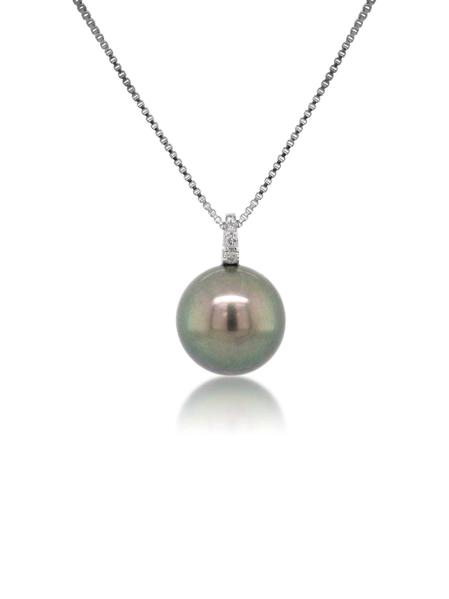 Tahitian Pearl & Diamond Pendant, 9K White Gold