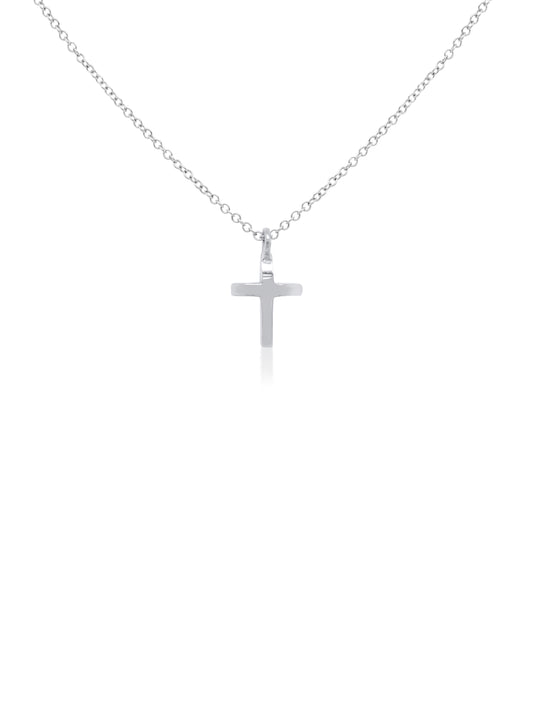 Cross Pendant Small, 9K White Gold