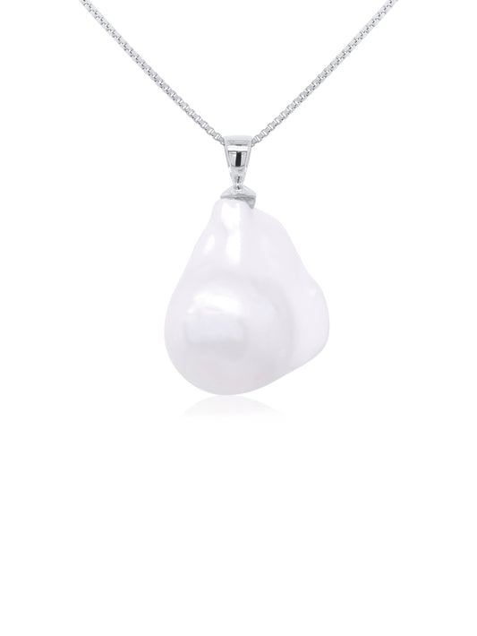 Freshwater Pearl Wedge Pendant 14-23mm in 9 Carat White Gold