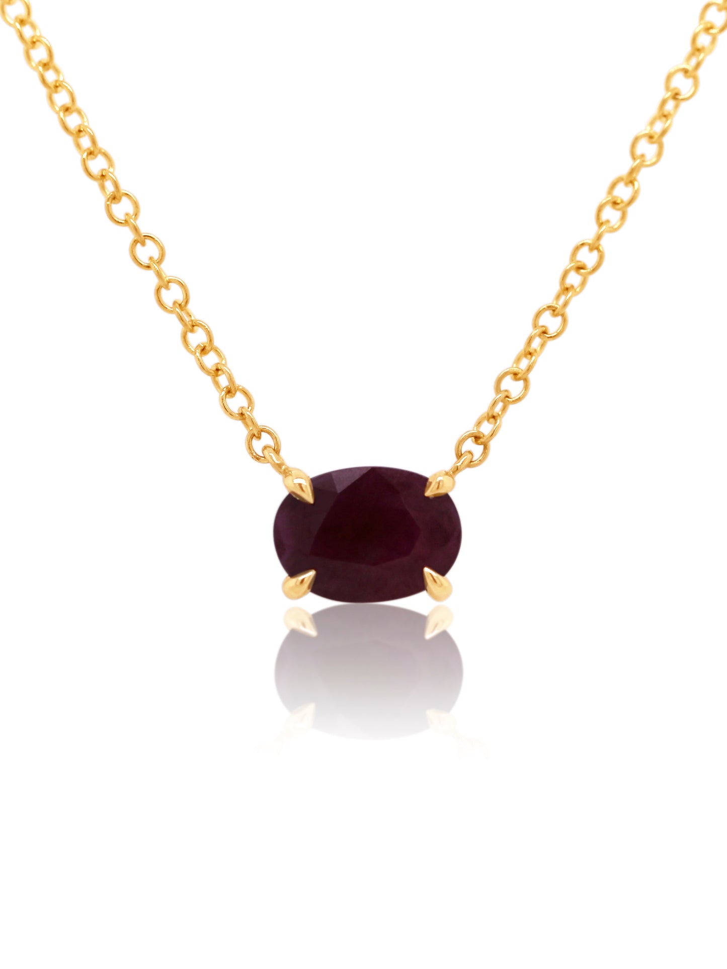 7x5mm Oval Cut Natural Ruby Pendant in 9 Carat Yellow Gold