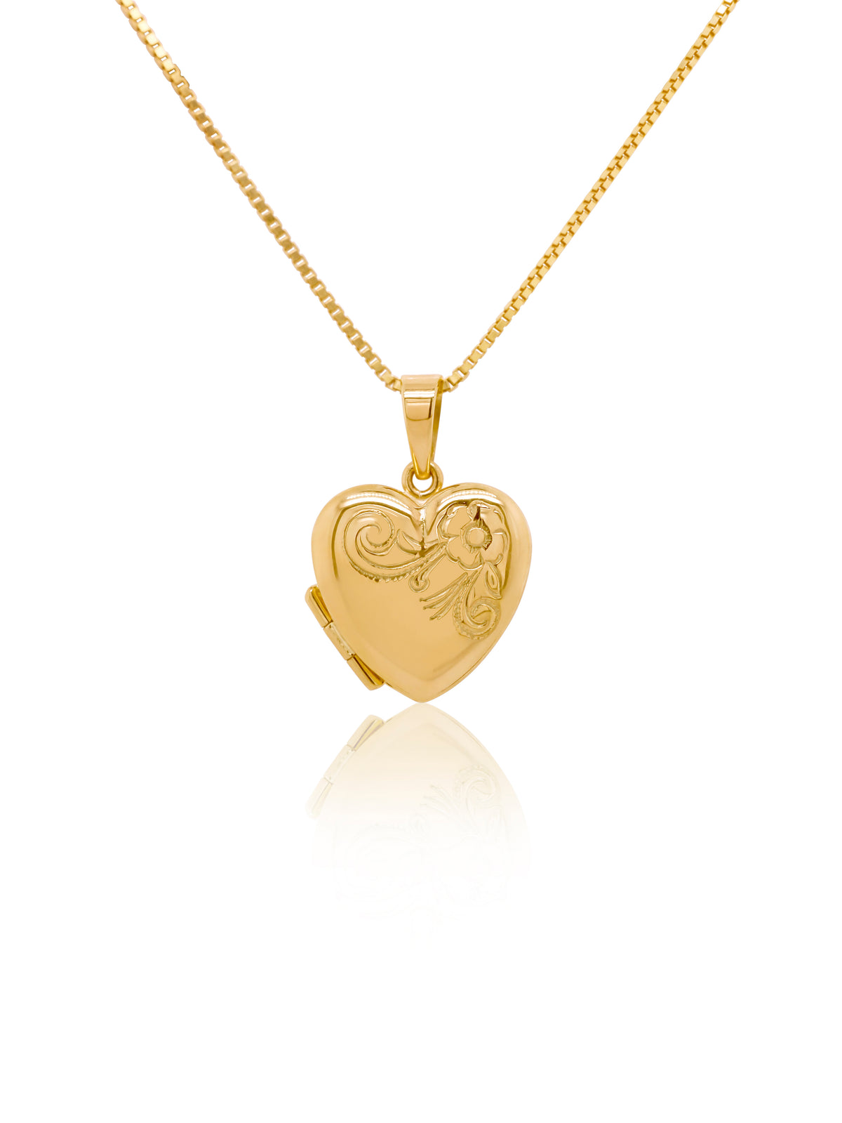 Heart Locket Pattern 13x13mm, 9K Yellow Gold