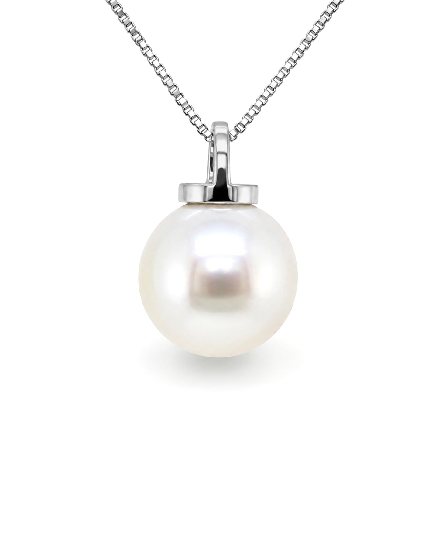 Freshwater Pearl Top Hat Drop Pendant in 9 Carat White Gold