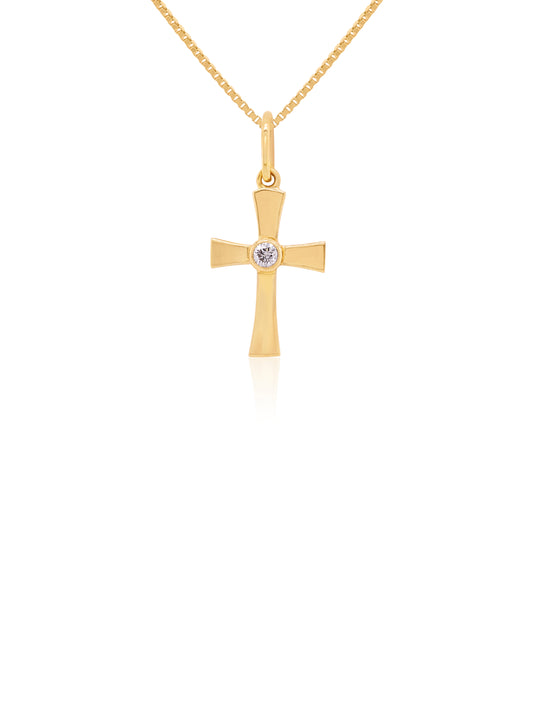 Diamond Set Cross, 9K Yellow Gold T=0.04ct.